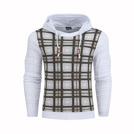 Pull à capuche tricoté pour hommes, sweat à capuche avec insertion de couleur élastique 3D